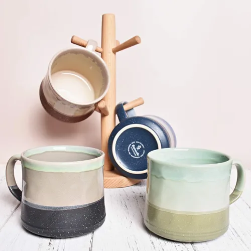 Miniatura 7 de Bosmarlin Taza de café grande de cerámica, taza de té grande para la oficina y el hogar, 21 onzas, apta para lavavajillas y microondas, 1 unidad Azul