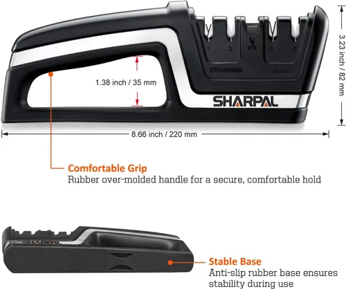 Miniatura 3 de SHARPAL 104N afilador profesional 5 en 1 para cuchillos y tijeras, herramienta de afilado para cuchillas rectas y serradas, repara y afila cuchillos