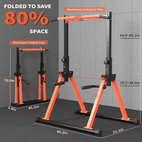 Miniatura 4 de Z ZHICHI Pull Up Dip Station For Home Gym Strength Training Fitness Workout Station Chin-Ups Push-Ups Pull-Ups Dip-Ups 330LBS T055CDC anaranjado