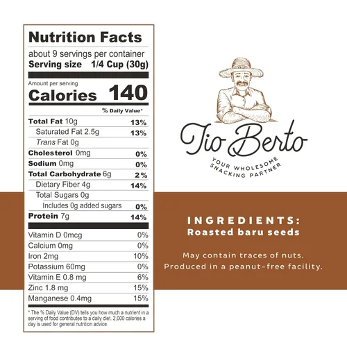 Miniatura 3 de Baru Nuts Roasted, bolsa resellable de 10 onzas Crujiente y delicioso Adecuado para dietas veganas, sin gluten, keto, sin maní Snacks ricos