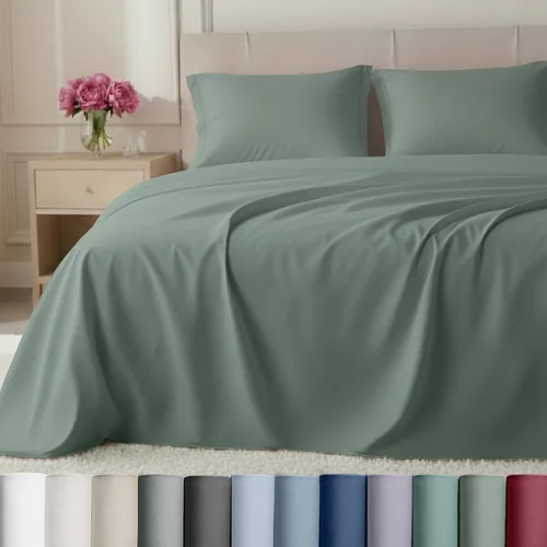 Miniatura 32 de California Design Den Juego de sábanas King de bolsillo profundo, sábanas de lujo de 800 hilos, juego de ropa de cama de satén 100% algodón