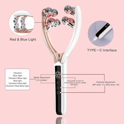 Miniatura 7 de CXGRISE Masajeador facial inalámbrico, rodillo facial eléctrico 3D, herramienta recargable para esculpir y aliviar la hinchazón en forma de V
