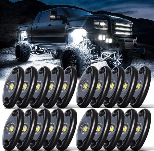 Miniatura 9 de LEDMIRCY Luces LED de roca, 10 unidades, color blanco para J e e p, camión todoterreno, RZR, auto, barco, SUV, impermeable, de alta potencia, luces