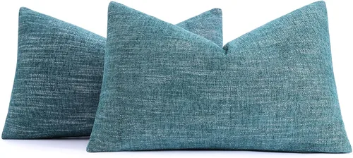 Miniatura 20 de decorUhome Juego de 2 fundas de almohada decorativas de felpilla otoñal de 12 x 20 pulgadas, fundas de almohada lumbares de granja neutra con Azul