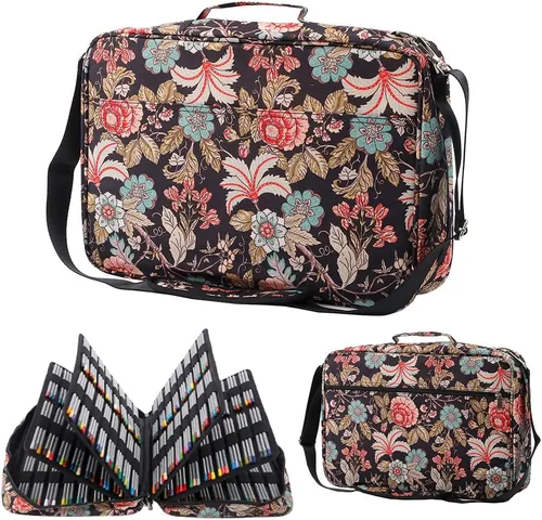 Estuche para lápices de color con 480 ranuras, soporte para lápices con práctico envoltorio y cremallera, soporte multicapa para bolígrafos o Mar