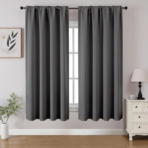 Miniatura 54 de CUCRAF - Cortinas opacas beige de 45 pulgadas, juego de 2 paneles con bolsillo para barra, cortinas para oscurecer dormitorios y sala de estar
