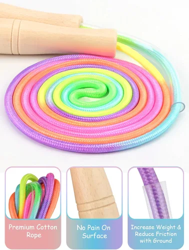Miniatura 3 de Cuerda de Saltar para Niños, Lorvain Cuerda de Saltar Ajustable, Cuerdas de Saltar para Niños con Mango de Madera para Niñas y Niños, Cuerdas