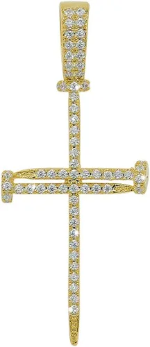 Miniatura 9 de JINAO Cadena de Cruz para Hombres Collar de Cruz de Oro Chapado en Oro de 14K Cadena de Cruz de Clavo Grande con Circonitas Cúbicas Colgante Joyería
