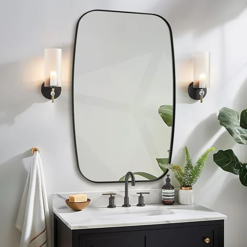 Miniatura 35 de ANDY STAR - Espejos ovalados negros para baño, espejo grande de 24x36 pulgadas con marco de metal negro mate oblongo para pared, espejo moderno