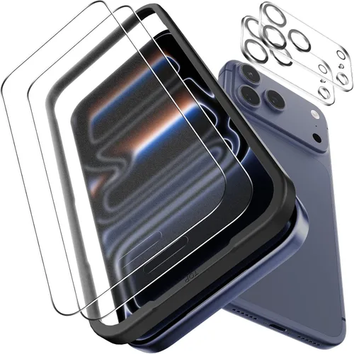 Miniatura 8 de OMOTON Protector de pantalla y protector de lente de cámara para iPhone 13 con ayuda de instalación de marco