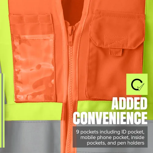 Miniatura 6 de Pioneer Chaleco de seguridad para mujer con bolsillos - Cinta reflectante de alta visibilidad - Para la construcción - Naranja