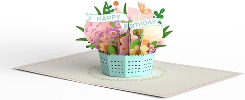 Miniatura 4 de Lovepop Delicate Floral Happy Birthday Basket Pop-Up Card for Her and Him - 3D Greeting Cards for Boys, Girls, Men, Women - 5.9" x 4.5" Paperpop