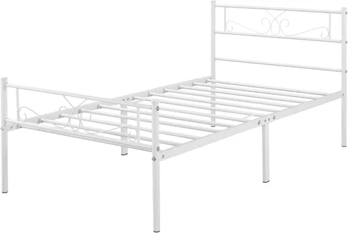 Miniatura 12 de Topeakmart Base de cama de metal clásico negro de 13 pulgadas con cabecero, base de colchón, cama de plataforma, base de cama con listones