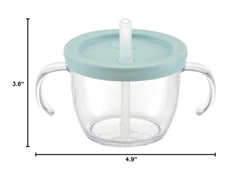 Miniatura 9 de Push Flow - Vaso para sorber de entrenamiento con popote de silicona y asas, 5 onzas, para bebé de 6 meses + azul claro
