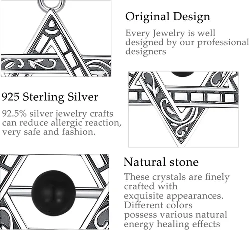 Miniatura 50 de CELESTIA Colgante de plata de ley 925, anillos de tetragrammaton, collar masónico, joyería de pentagrama para mujeres y hombres