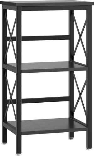 Miniatura 8 de YMYNY Estantería de 3 niveles, estantería industrial de metal con valla lateral, organizador de almacenamiento para sala de estar, oficina en casa