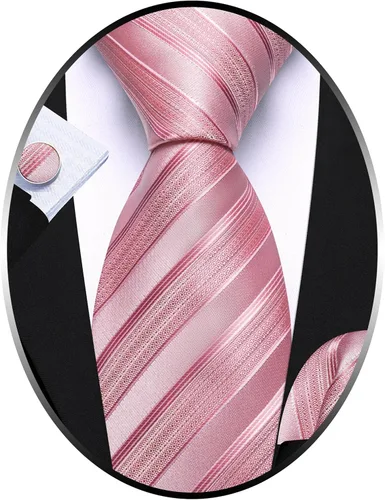 Miniatura 241 de Barry.Wang Juego de corbatas para hombre, corbata de seda a rayas, tejido a cuadros, gemelos formales, negocios, boda