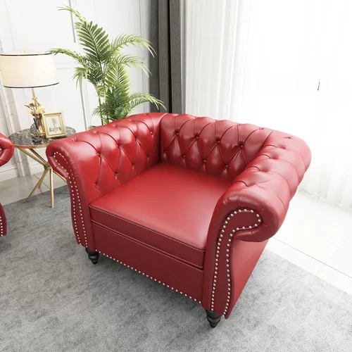 Miniatura 20 de AVZEAR Silla de Acento para Sala de Estar, Silla de Sofá Tapizada Silla de Sofá Individual con Respaldo Acolchado, Silla de Sofá Chesterfield