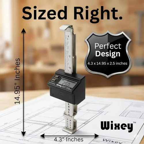 Miniatura 3 de Wixey Medidor de cepillado digital – Lectura digital electrónica y herramienta de medición de espesor – Calibración precisa y dimensiones digitales