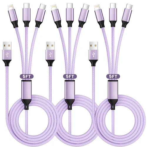 Miniatura 13 de Cable de carga múltiple, cable de carga 3 en 1 para múltiples dispositivos, cable USB universal con tipo C/IP/micro USB para iPhone