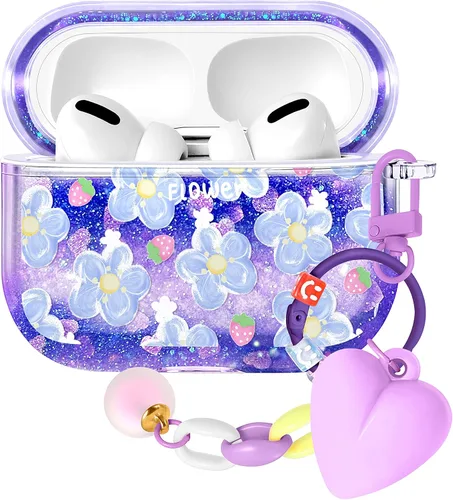 Miniatura 8 de Funda para Apple para Airpods 4 Case 2024 - Arena Movediza Líquida Arte Artístico Estético Funda Mujer Chica Mujeres Brillante Brillo Purpurina