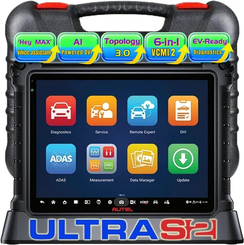 Autel MaxiSYS Ultra S2 OBD2 Scanner, Nuevo Diagnóstico 2025 con IA, MS Ultra Actualizado, 6-en-1 VCMI2, Topología 3.0, Pruebas EV, WiFi 6, Más de 48