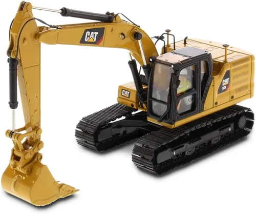Diecast Masters Excavadora hidráulica Caterpillar 323 a escala 1:50, diseño de próxima generación + herramientas de trabajo | Camiones para gatos y