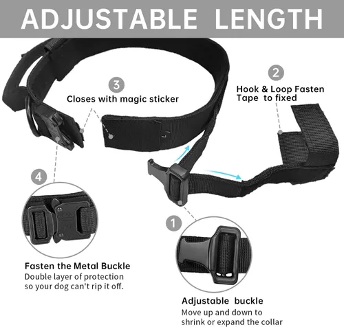Miniatura 4 de Collar táctico para perro con asa – Collar de entrenamiento de nylon ajustable militar para perro con hebilla de metal resistente para perros Verde-1