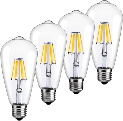 LUXON Bombillas LED Edison, bombillas vintage regulables, 6 W (equivalente a 60 W, 2700 K, blanco cálido, E26, paquete de 4 unidades)