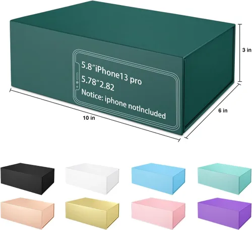 Miniatura 2 de ROSTELACK Caja de regalo verde de 10 x 6 x 3 pulgadas con tapa de cierre magnético, caja de regalo para regalos, cajas de regalo de dama de honor
