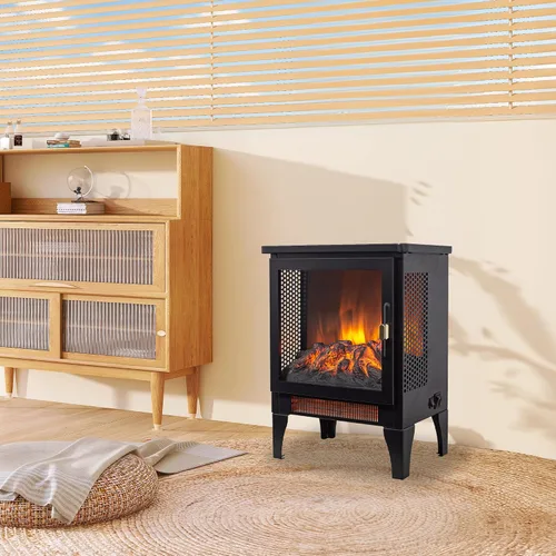 Miniatura 8 de IInnoflame - Estufa eléctrica de chimenea de 17 pulgadas, calentador independiente con llama y tronco realistas, protección contra
