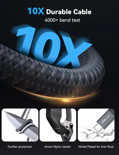 Miniatura 6 de Cable USB 4 de 80 Gbps para cable Thunderbolt 5, [certificado USB-IF], cable de datos USB C de 120 Gbps, carga rápida PD de 240 W, cable de monitor