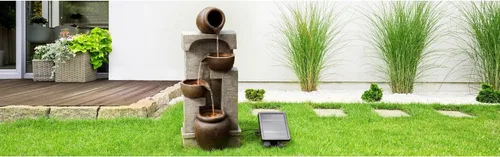 Miniatura 8 de Teamson Home Cuencos en cascada y piedras apiladas, fuente de agua LED para exteriores de 28 pulgadas para espacios al aire libre para crear un