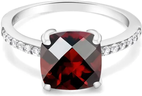 Miniatura 16 de Gem Stone King Anillo de compromiso de plata de ley 925 con piedra preciosa de corte cojín de 0.315 in Anillo de compromiso de aniversario de boda