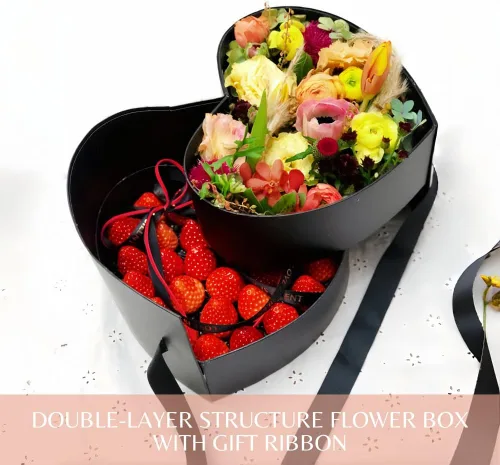Miniatura 3 de BBJWRAPS - Caja para flores en forma de corazón con tapa para arreglos de lujo, florerías, entregas de regalos, material de cartón piedra de 9