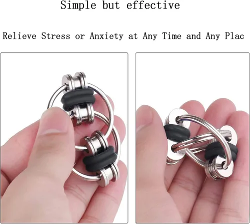Miniatura 4 de Juguete para ansiedad Flippy Chain Stress Anxiety Relief Chain ADHD y ADD, juguete de cadena de bicicleta para adultos y adolescentes (paquete de 3)