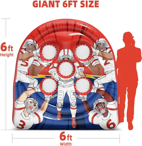 Miniatura 9 de Juego inflable gigante de lanzamiento de objetivos de fútbol de 6 pies, divertidos juegos de patio para interiores y exteriores para niños y Rojo