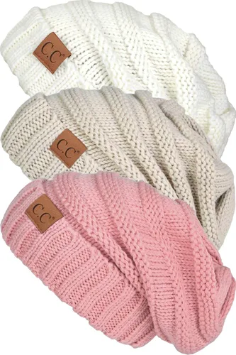 Miniatura 234 de Funky Junque Gorro de moda de punto trenzado de talla extragrande, grueso, abrigado, suave y holgado