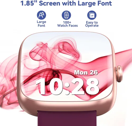 Miniatura 6 de DAVIKO Reloj podómetro para hombres y mujeres, pantalla de 1.83 pulgadas, rastreador de actividad física con respuesta/hacer llamadas, reloj Púrpura