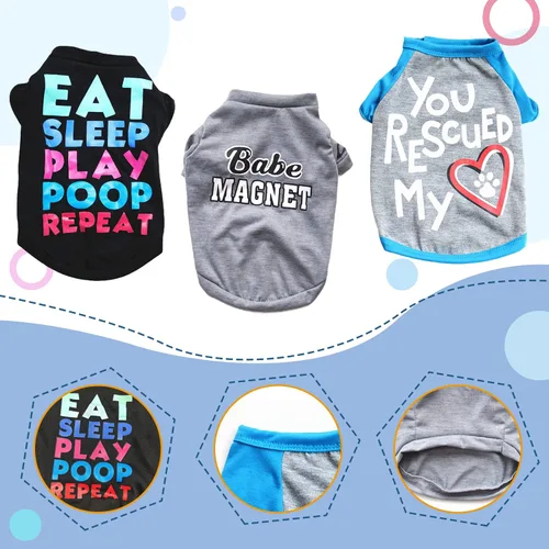 Miniatura 8 de PETCARE Paquete de 3 ropa para perros pequeños, Yorkie, Chihuahua, Shih Tzu, ropa linda para cachorros, camisas suaves y transpirables para perros