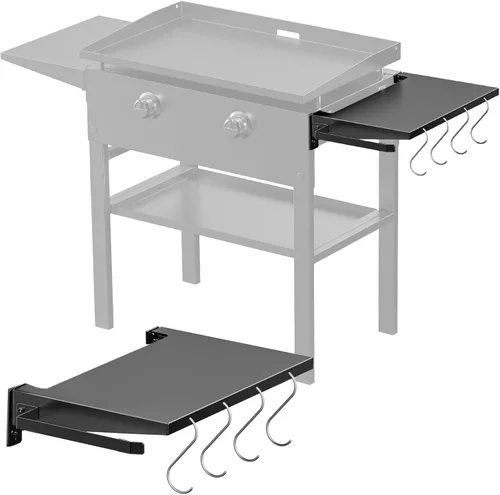 Estante lateral plegable para parrillas Blackstone de 28 pulgadas, mesa auxiliar grande con soporte para toallas de papel, 4 ganchos para