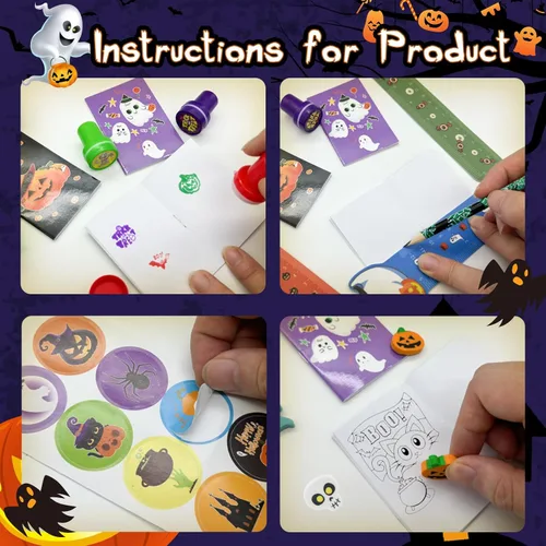 Miniatura 4 de Paquete de 30 artículos de papelería de fiesta de Halloween para el aula de niños, más de 240 piezas de bolsas de golosinas de Halloween a granel