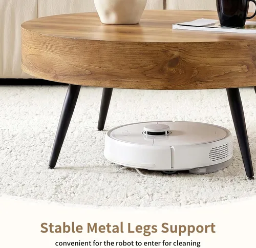 Miniatura 5 de LKTART Mesa de centro para sala de estar, mesas de centro redondas de madera con almacenamiento, mesa de té moderna de centro de metal para Marrón