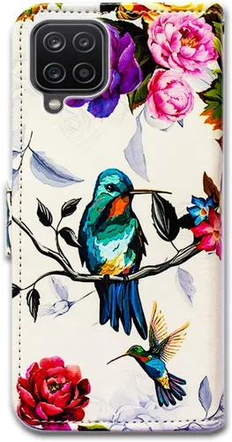 Miniatura 7 de Bcov Funda para Galaxy A12, colibrí en flores pájaro de cuero con tapa para teléfono con ranura para tarjeta soporte para Samsung Galaxy A12 2021
