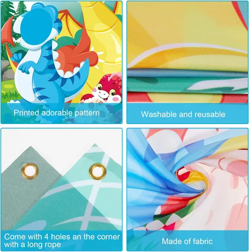 Miniatura 3 de DPKOW Accesorio para fotos de fiesta de dinosaurios para niños, divertido telón de fondo de cara en el agujero, pancarta de puerta de dinosaurio