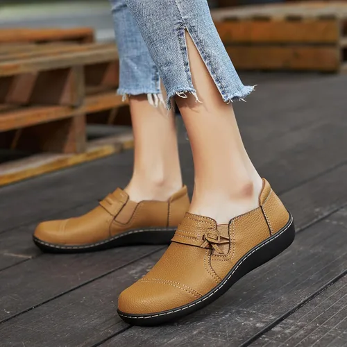 Miniatura 7 de LAZYPOP Mocasines de cuero clásicos y cómodos para mujer, bonitos zapatos de vestir informales, ligeros, para caminar, zapatos planos