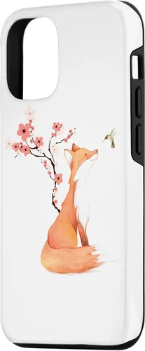 Miniatura 2 de Funda para iPhone 12/12 Pro The Cute Fox And Colibrí Cherry Blossom Flower