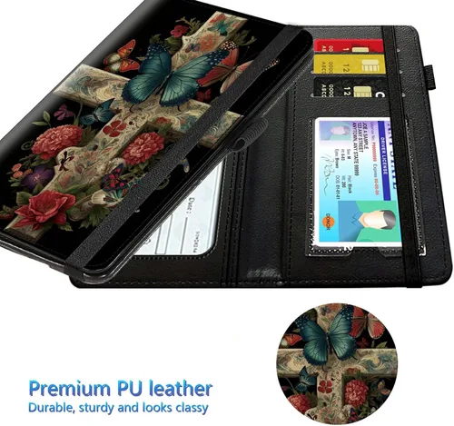 Miniatura 27 de Funda para chequera para hombres y mujeres, cartera de cuero RFID con ranuras para tarjetas de crédito, soporte de cheques duplicados personales