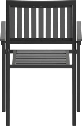 Miniatura 9 de Flash Furniture Harris - Juego de 2 sillas comerciales para interiores y exteriores, respaldo y asiento con listones de poliresina negra, marco