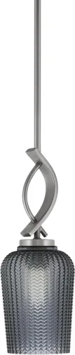 Miniatura 140 de Toltec Lighting Cavella Stem Colgado Mini colgante, acabado grafito, vidrio de muselina blanca de 4 pulgadas
